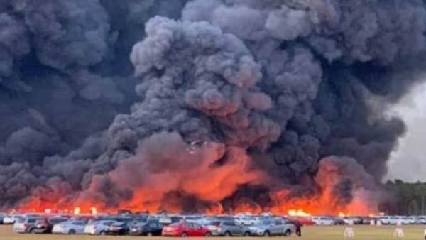 حريق يدمر أكثر من 3500 سيارة ...التفاصيل