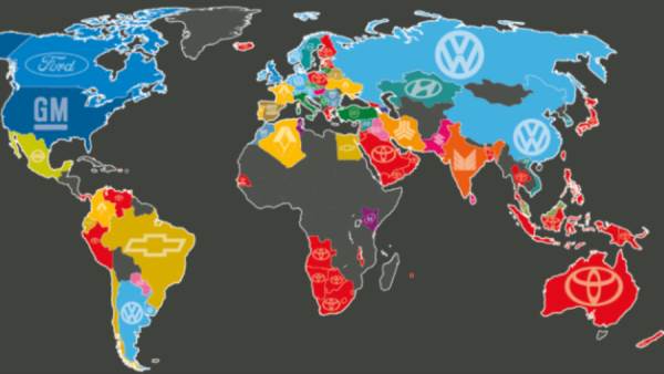 خريطة مبيعات السيارات في العالم