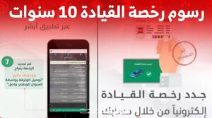 كم رسوم تجديد رخصة القيادة 10 سنوات؟