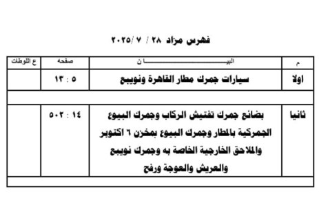 مزاد جمرك مطار القاهرة