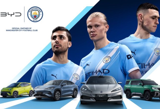 BYD تصبح الشريك الرسمي للسيارات لنادي مانشستر سيتي